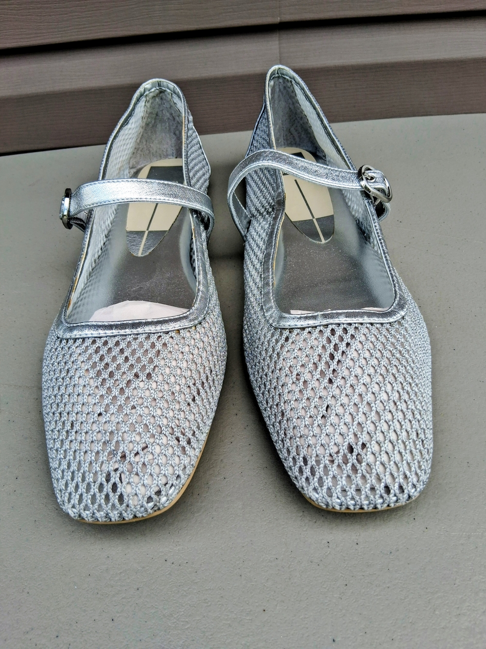 Dolce Vita Metallic Silver Mesh Mary Jane Flats Women's Size 12